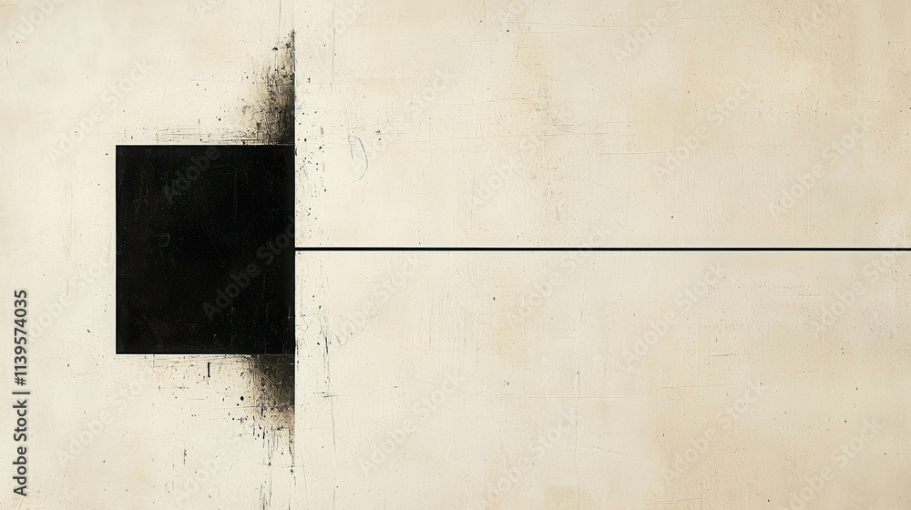 Poster abstract minimalist geometric design featuring single black element on light background