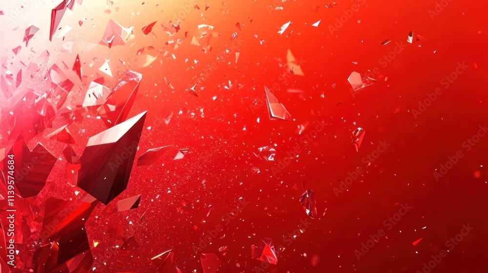 Poster abstract red shards create a dynamic, energetic visual effect.