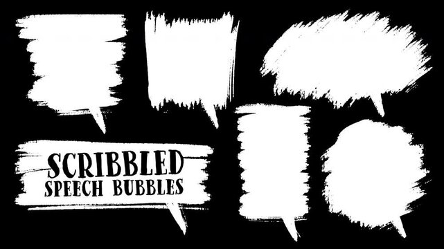 set of scribbled speech bubbles (alpha channel)