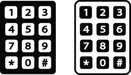 Number pad icons set. Smartphone dial keypad design. Mobile phone numbers panel with numbers and letters. Dial buttons user interface display design vector isolated on transparent background. © WaQar