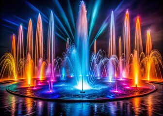 Dynamic Water Fountain Jet - Dark Background Art - High Definition