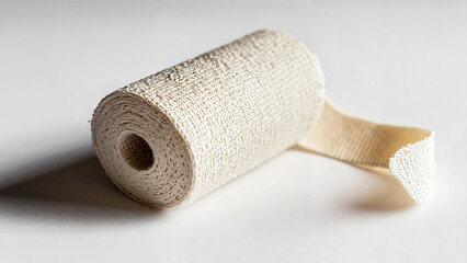Obraz premium Medical Grade White Elastic Bandage Roll on Clean Background