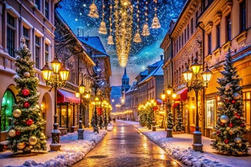 Obraz premium Hungarian Christmas City Lights - Nighttime Sparkle