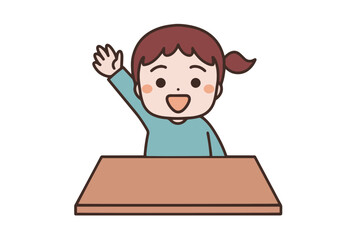 手を挙げる女の子