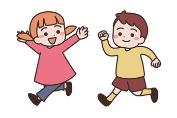 走る男の子と女の子