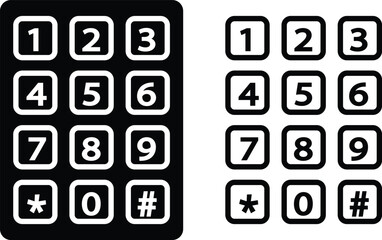 Number pad icons set. Smartphone dial keypad design. Mobile phone numbers panel with numbers and letters. Dial buttons user interface display design vector isolated on transparent background. © WaQar