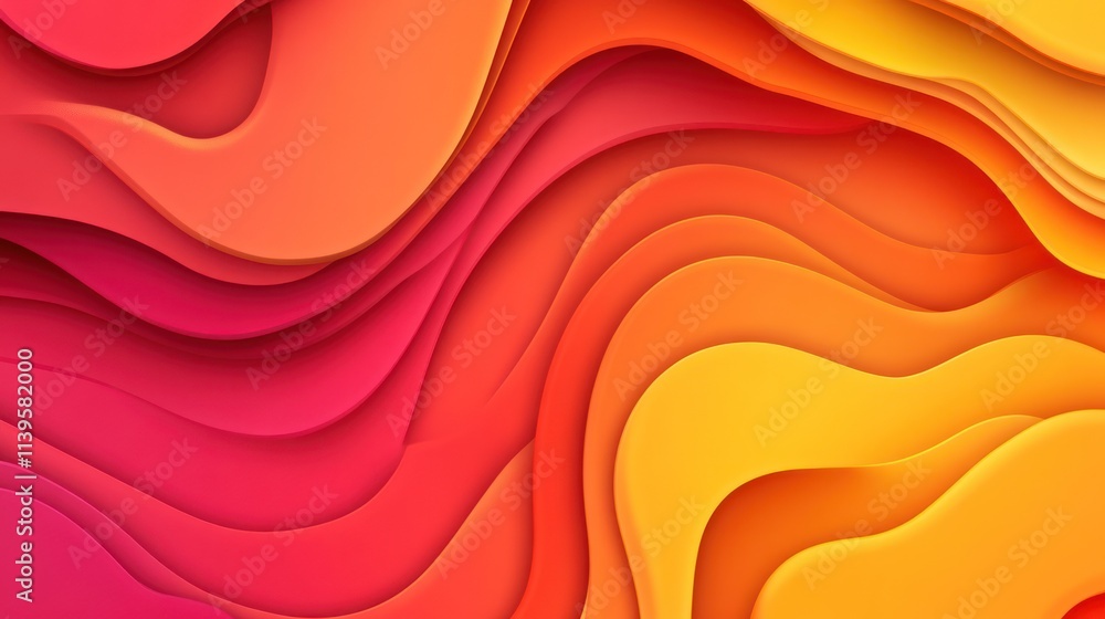 Poster abstract wavy patterns in vibrant shades of red, orange, and yellow create a dynamic visual effect.