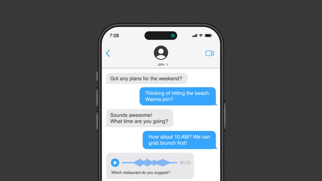 Smartphone Chatting SMS Template: Mobile Phone Dialogue Bubbles and Chat Icon Symbols. Vector.