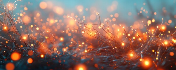 Glowing Neural Network Abstract Science Background