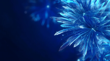 Obraz premium Blue fireworks on a dark blue background
