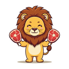 Cute Lion Standing Cartoon Vector Icon Illustration. Animal Nature Icon Concept Isolated Premium Vector. Flat Cartoon Style