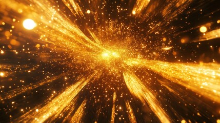 Fototapeta premium An explosive fireworks display with golden shining lights and abstract blur effects, creating a dramatic background for New Year Eve festivities.