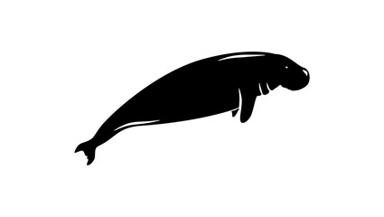 Dugong emblem, black isolated silhouette