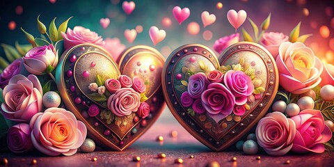 Double Heart Valentine's Day Background: Romantic Love Design, Hearts Wallpaper, February 14th