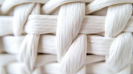 Close-up of a woven white basket showcasing intricate patterns and textures.