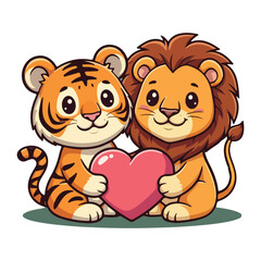 Cute Lion Standing Cartoon Vector Icon Illustration. Animal Nature Icon Concept Isolated Premium Vector. Flat Cartoon Style