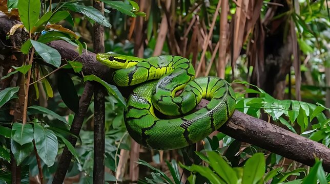 green snake in the grass