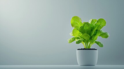 Fresh Green Lettuce Plant in Minimalist Pot Design