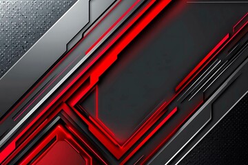 Dynamic technology-inspired abstract background with sharp red, black, and silver lines, creating a sleek and futuristic digital design.