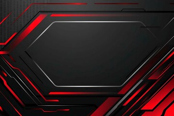Obraz premium Dynamic technology-inspired abstract background with sharp red, black, and silver lines, creating a sleek and futuristic digital design.