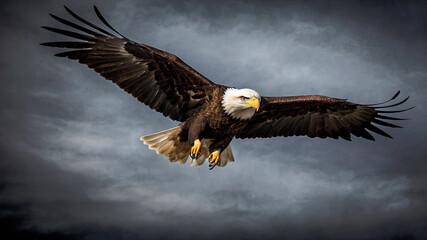 Obraz premium Eagle soaring with wings spread wide