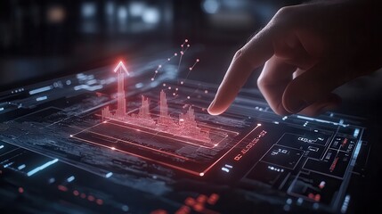 A futuristic business concept showing a glowing upward arrow with a timeline from 2023 to 2025,