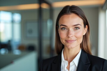 Fototapeta premium Confident Businesswoman Portrait: Perfect for Professional Headshots, Business Marketing, and Corporate Branding