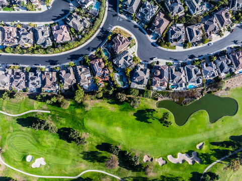 Luxury Homes and Golf Course Landscape in Huntington Beach