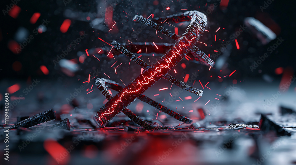 Leinwandbilder digital representation of biotechnology research showcasing dynamic structure with red accents and f