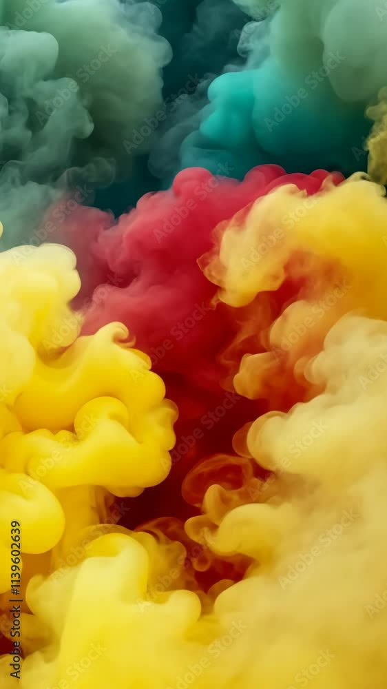 Poster colorful vapor clouds swirling in vibrant hues creating an abstract visual display suitable for arti