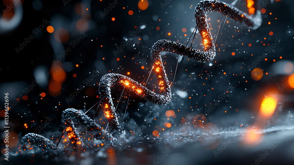 Aufkleber digital representation of dna sequencing research, showcasing vibrant, twisting helix with glowing p