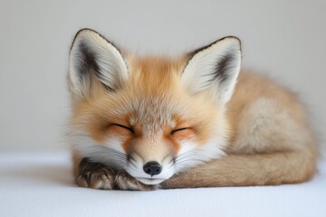 Obraz premium one sleeping fox on white background