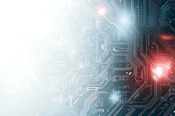 Obraz premium Dynamic technology-inspired abstract background with sharp red, black, and silver lines, creating a sleek and futuristic digital design.