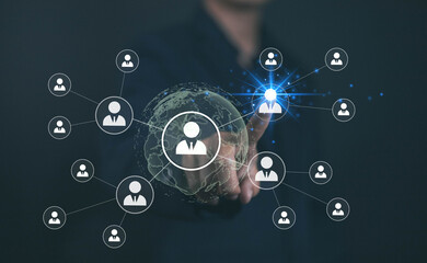 HR Business people use human resources effectively to find people who provide data management and marketing services for teamwork and professional use of technology.
