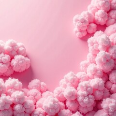Obraz premium Fluffy pink cotton wool textured background with wispy cloud formations, airy, fluffy, cloud