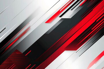 Dynamic technology-inspired abstract background with sharp red, black, and silver lines, creating a sleek and futuristic digital design.