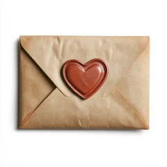 Love letter envelope with a heart seal isolated on white background