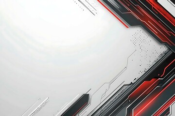 Dynamic technology-inspired abstract background with sharp red, black, and silver lines, creating a sleek and futuristic digital design.