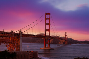 Golden Gate Bridge at sunset - San Francisco, California, USA	