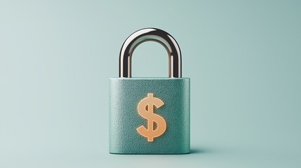 Naklejka premium A turquoise padlock featuring a dollar sign, symbolizing security and financial protection.