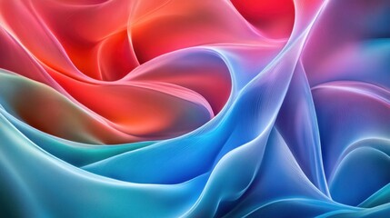 Obraz premium A dynamic abstract art of twisted, colorful waves that flow in an organic, fluid pattern, with brilliant shades of blue, red, and green.