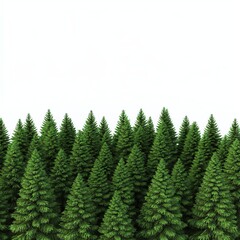 A lush green forest of coniferous trees stretches across the landscape, creating a serene and tranquil natural scene.