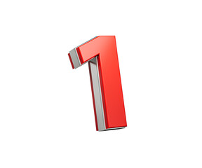 Bold Vibrant Red Number One Number 1 With Sleek Metallic Gleam 3D Illustration