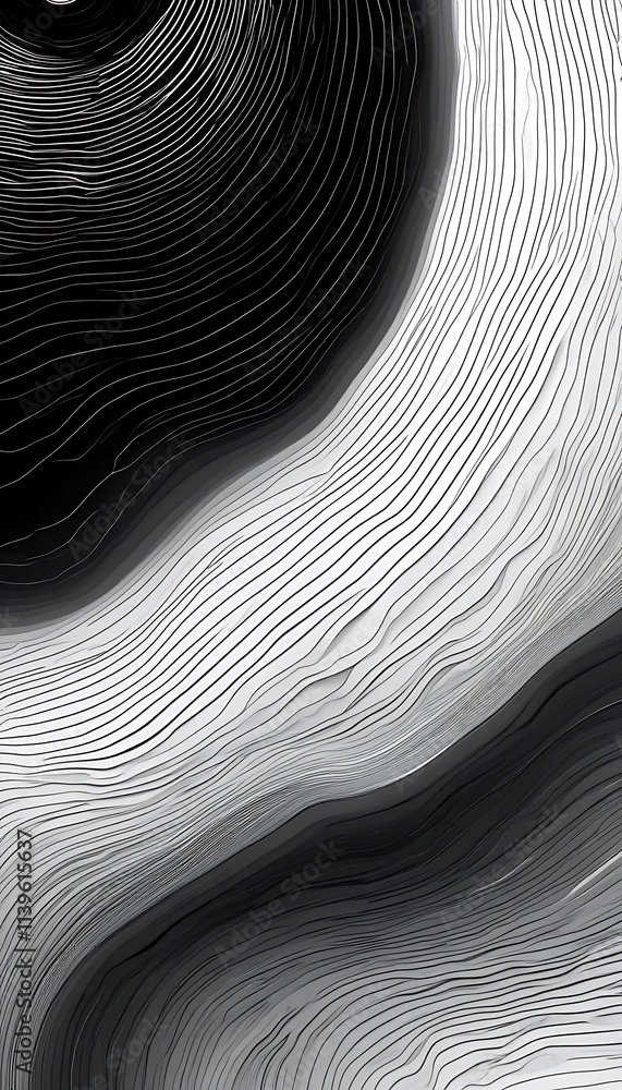Aufkleber subtle curved lines forming flowing patterns in monochrome tones