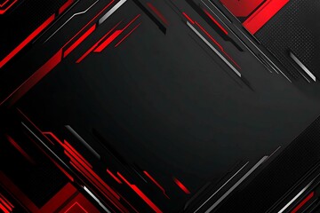 Dynamic technology-inspired abstract background with sharp red, black, and silver lines, creating a sleek and futuristic digital design.