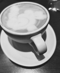 black and white a cup of coffee photo