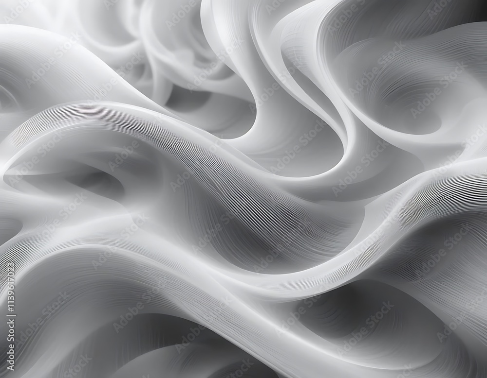 Poster subtle curved lines forming flowing patterns in monochrome tones