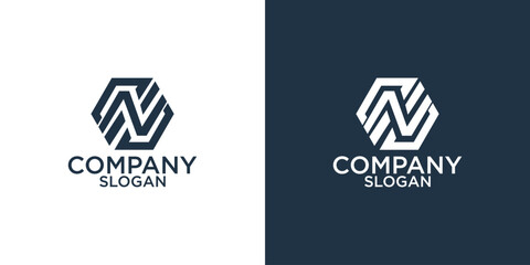 initial n abstract monogram logo design vector
