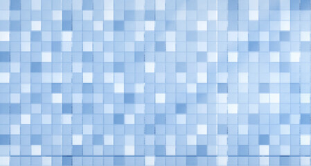 Fototapeta premium Blue mosaic tile background. Vector realistic illustration of bathroom, toilet, kitchen, shower ceramic wall or floor design, abstract geometric backdrop for presentation template, seamless gradient