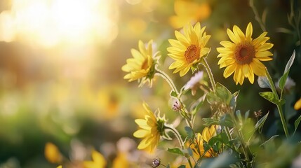 A vibrant sunflower field with golden blooms swaying gently in the breeze